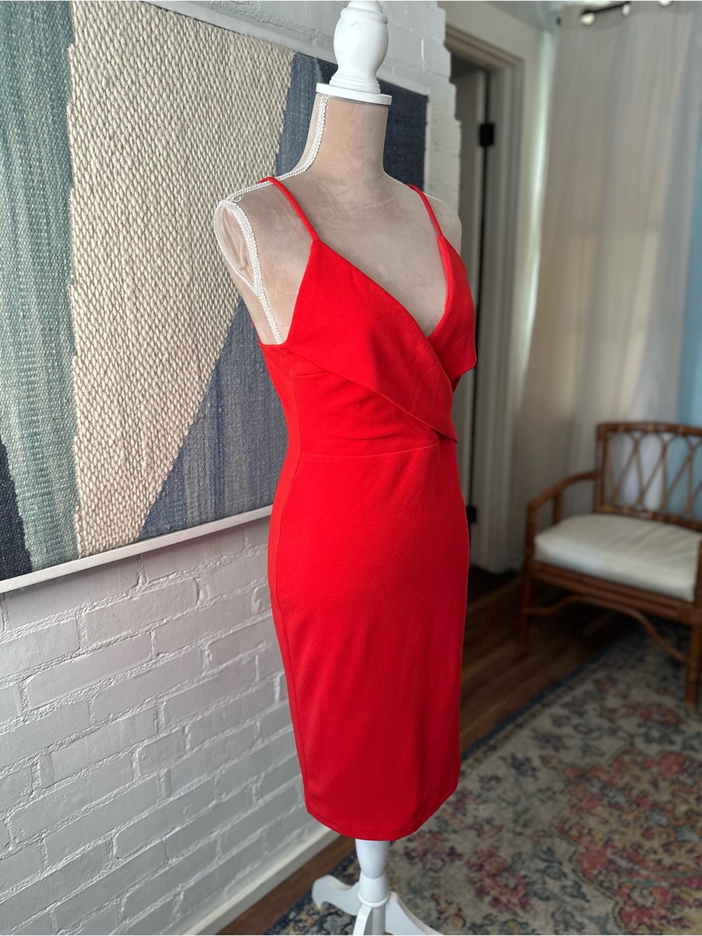 NWT Lulu's Red Faux Wrap Cocktail Dress - Picture 7 of 16